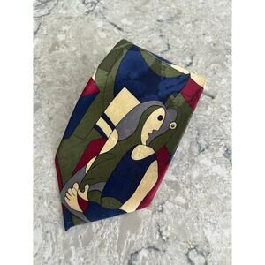 Vintage Dimoda Men's Handmade Silk Neck Tie Abstract Art Blue Green JL